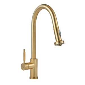 GRIFERIA GOURMET COCINA MESADA MONOCOMANDO CON ROCIADOR ORO MATE PIAZZA